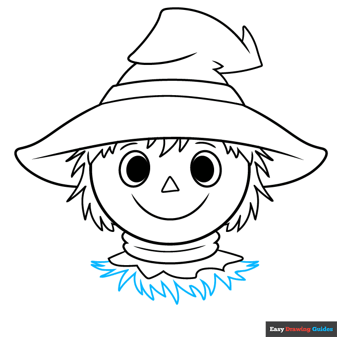 Scarecrow Face step-by-step drawing tutorial: step 6