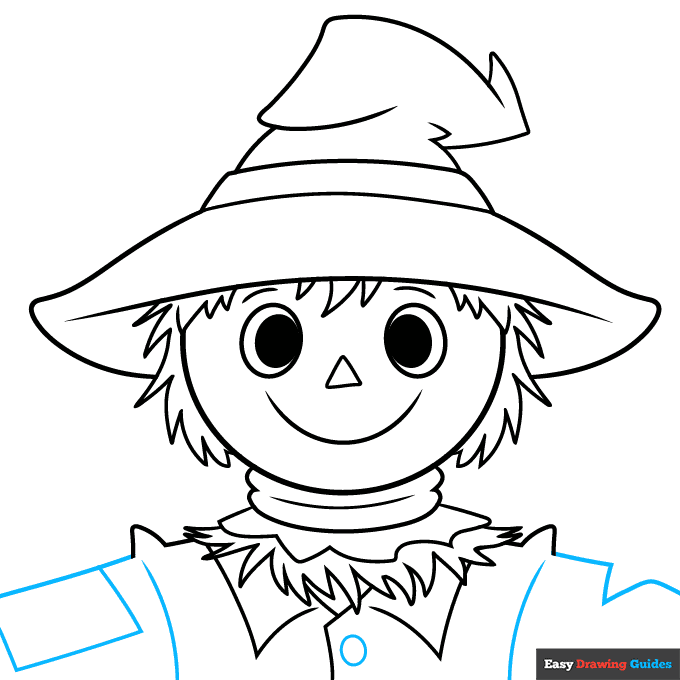 Scarecrow Face step-by-step drawing tutorial: step 8