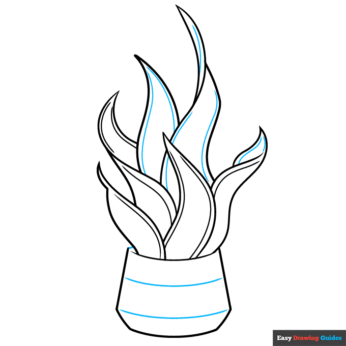 Snake Plant step-by-step drawing tutorial: step 6