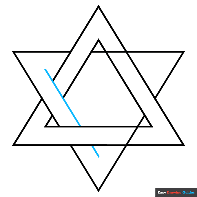 Star of David step-by-step drawing tutorial: step 7