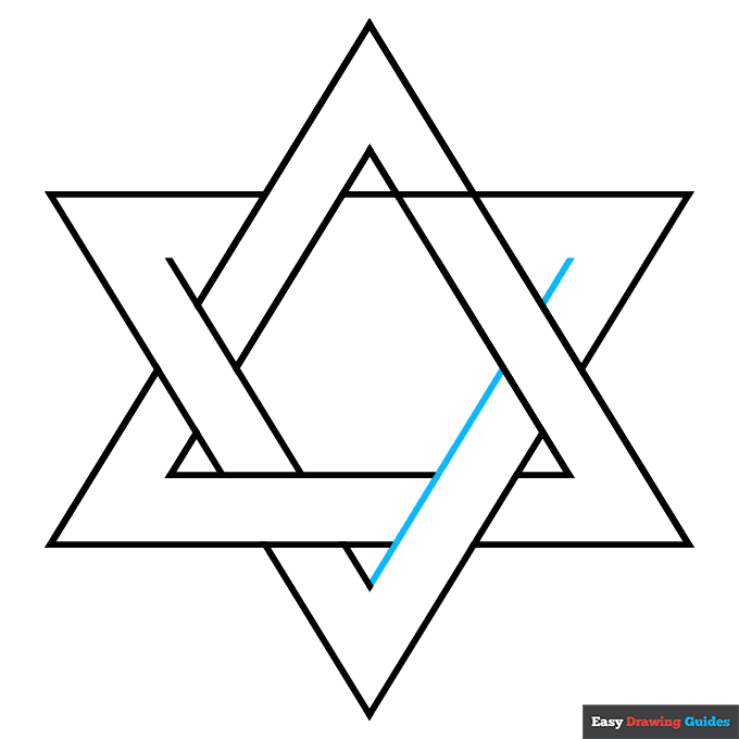 Star of David step-by-step drawing tutorial: step 8