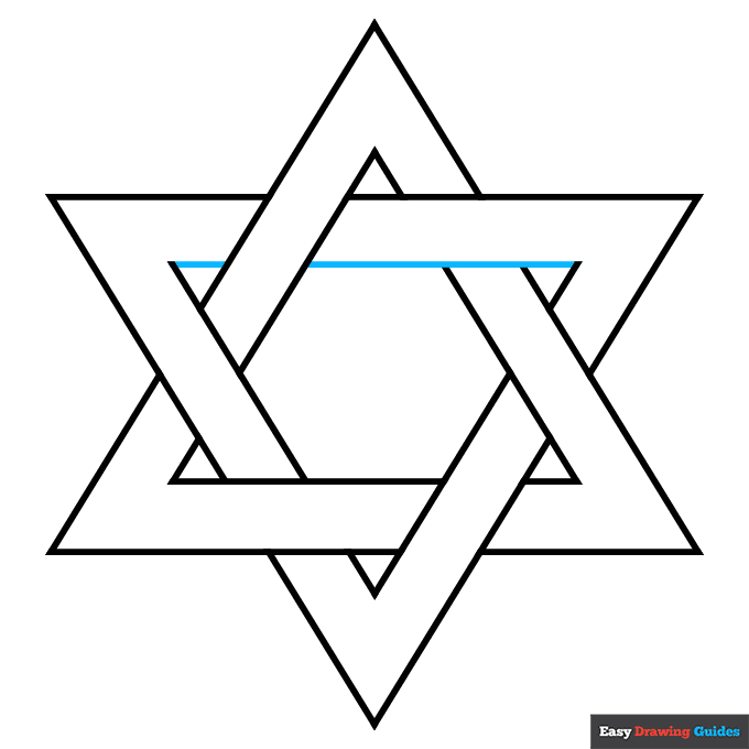 Star of David step-by-step drawing tutorial: step 9