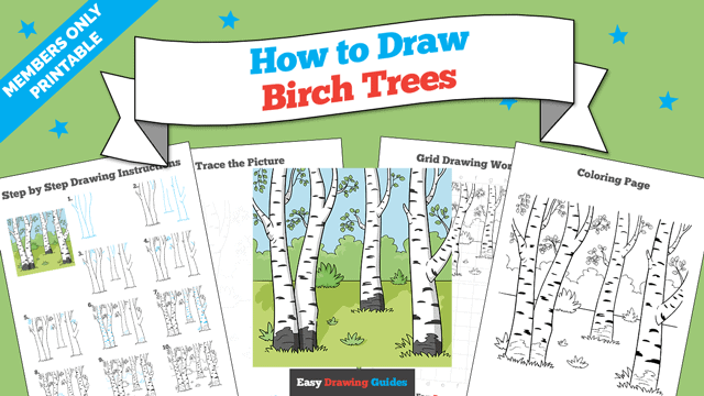 How to Draw Birch Trees Printable Thumbnail
