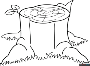 Free Printable Easy Tree Stump Coloring Page