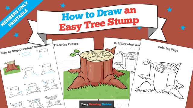 How to Draw a Tree Stump Printable Thumbnail