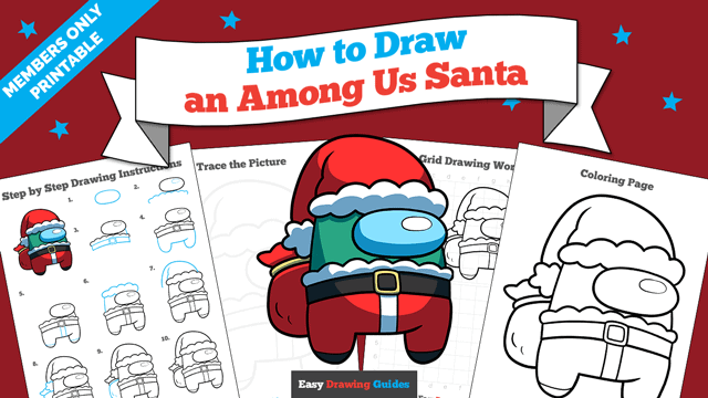How to Draw an Among Us Santa Printable Thumbnail