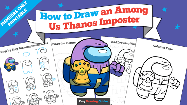 How to Draw an Among Us Thanos Imposter Printable Thumbnail