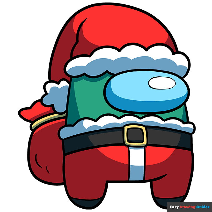 Among Us Santa step-by-step drawing tutorial: step 11