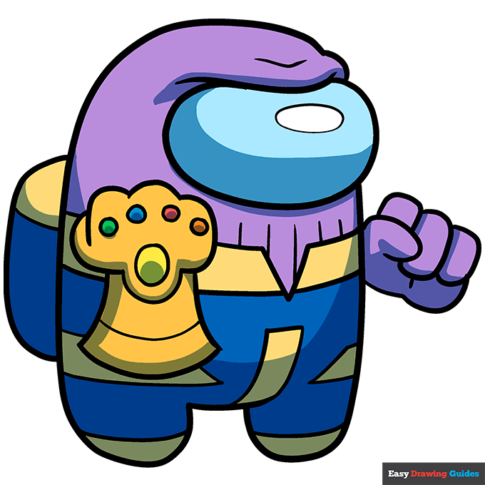 Among Us Thanos Imposter step-by-step drawing tutorial: step 11