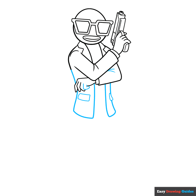 Contract Giller from Fortnite step-by-step drawing tutorial: step 6