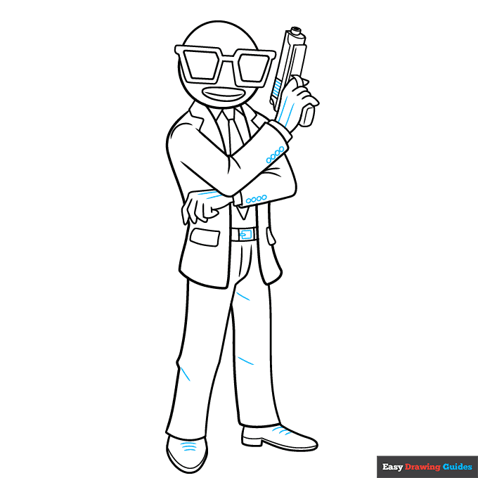 Contract Giller from Fortnite step-by-step drawing tutorial: step 9