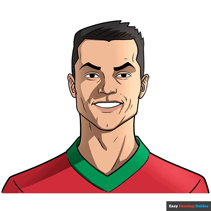 Cristiano Ronaldo step-by-step drawing tutorial: step 11