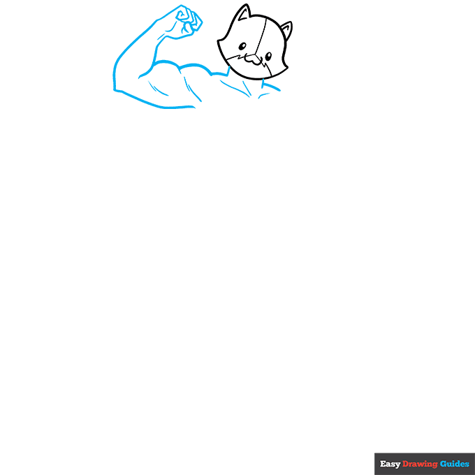 Meowscles from Fortnite step-by-step drawing tutorial: step 3