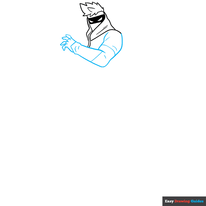 Ninja from Fortnite step-by-step drawing tutorial: step 3