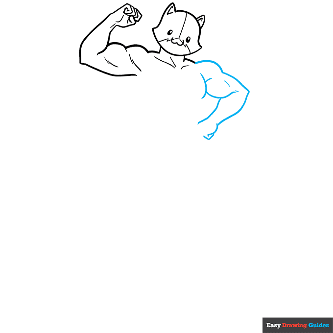 Meowscles from Fortnite step-by-step drawing tutorial: step 4