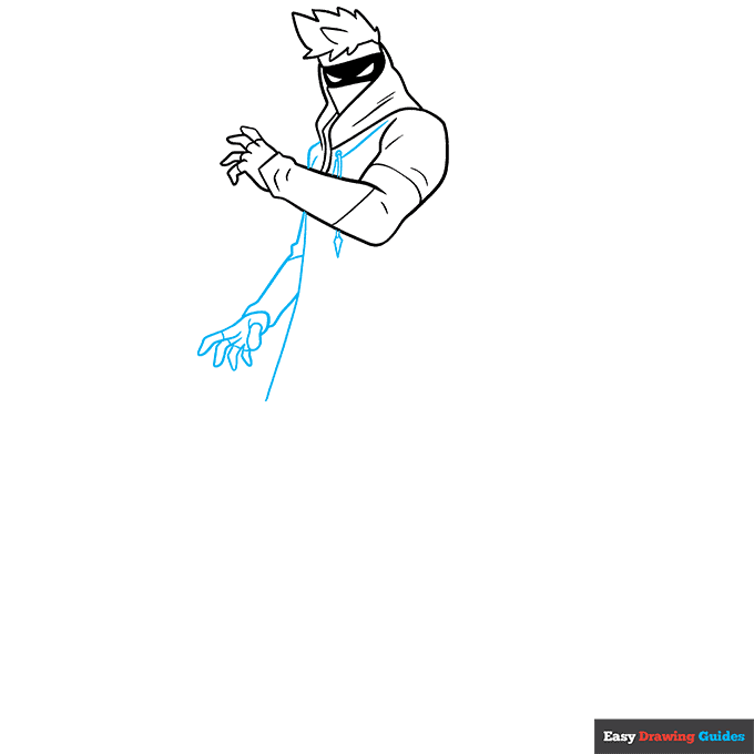 Ninja from Fortnite step-by-step drawing tutorial: step 4