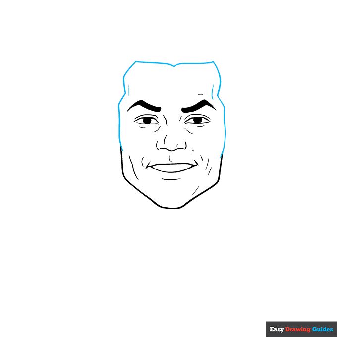 Cristiano Ronaldo step-by-step drawing tutorial: step 5