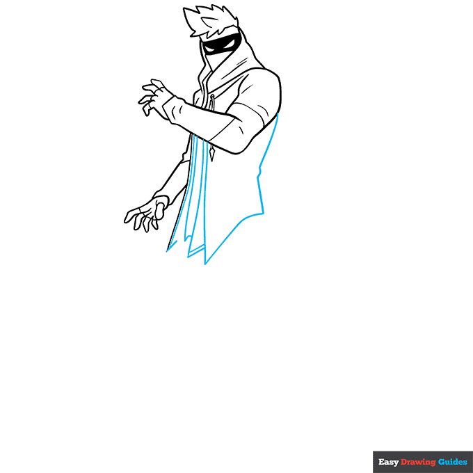 Ninja from Fortnite step-by-step drawing tutorial: step 5