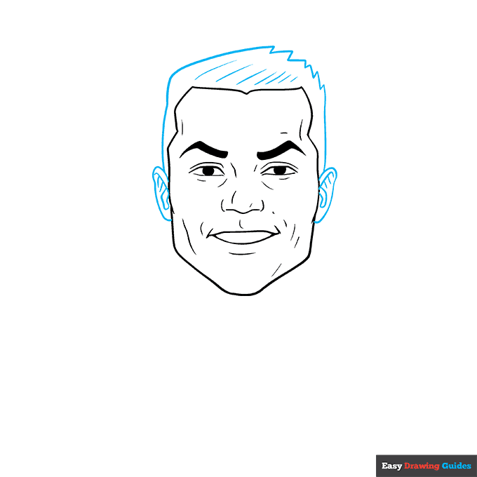 Cristiano Ronaldo step-by-step drawing tutorial: step 6