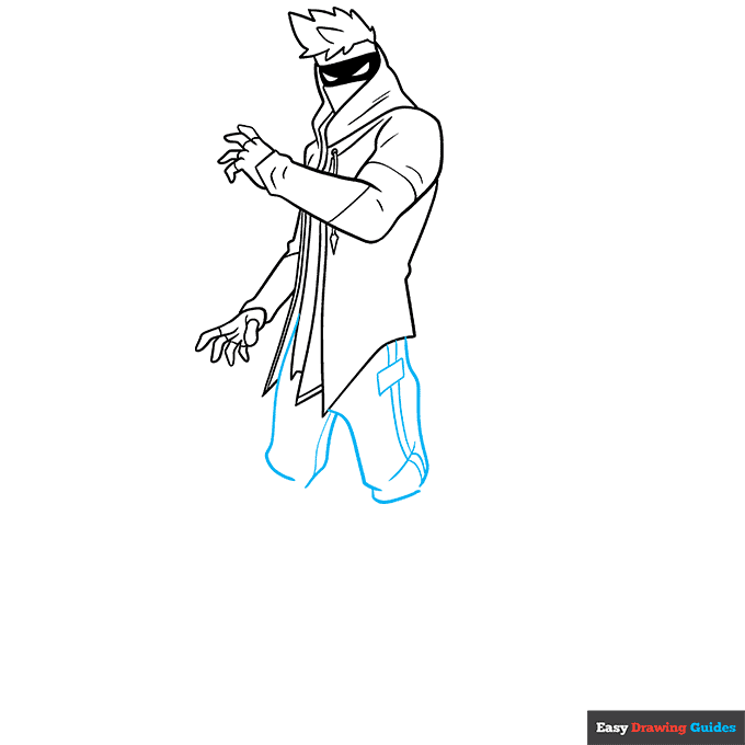 Ninja from Fortnite step-by-step drawing tutorial: step 6