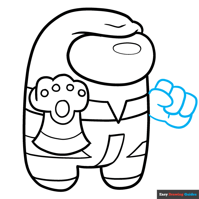 Among Us Thanos Imposter step-by-step drawing tutorial: step 7