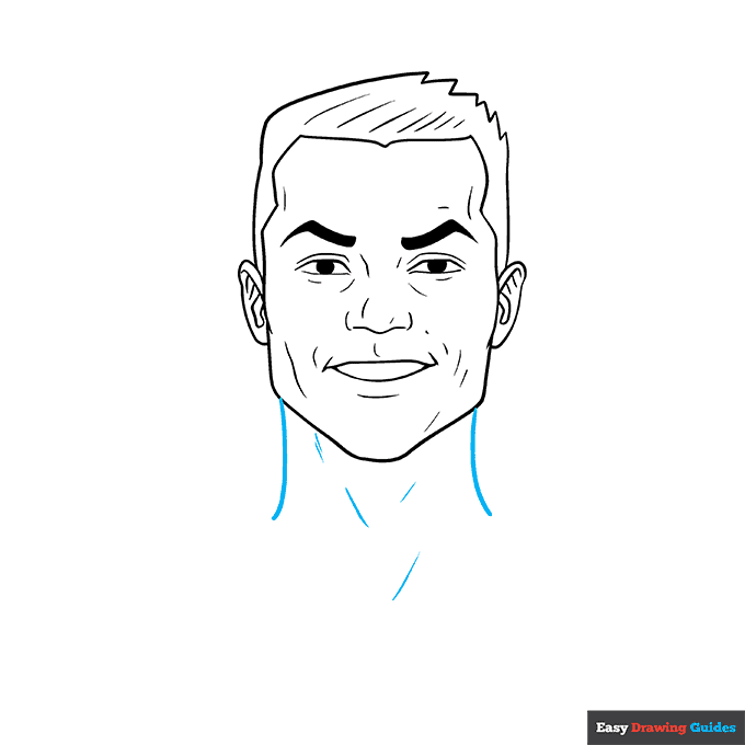 Cristiano Ronaldo step-by-step drawing tutorial: step 7