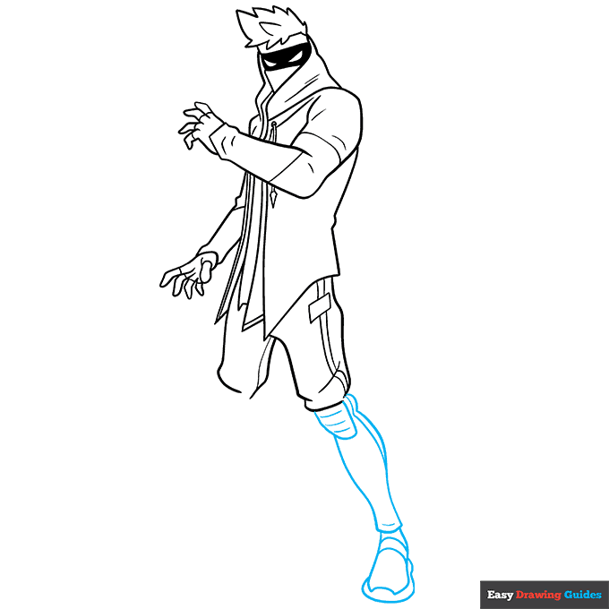 Ninja from Fortnite step-by-step drawing tutorial: step 7