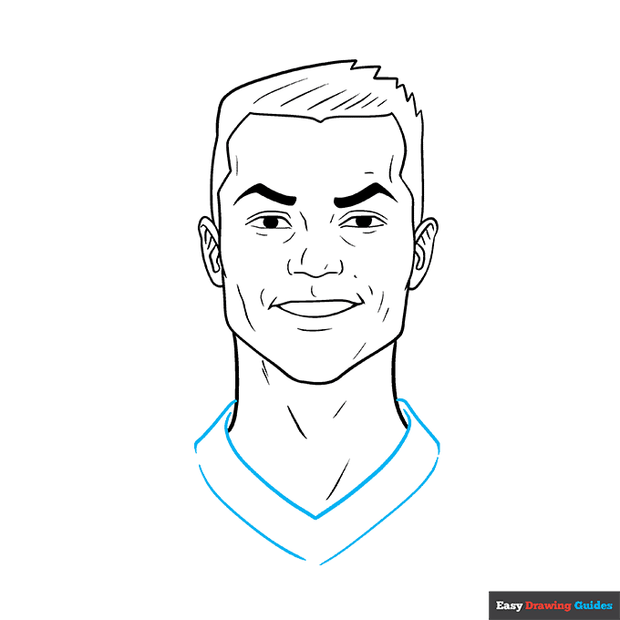 Cristiano Ronaldo step-by-step drawing tutorial: step 8