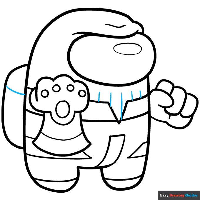 Among Us Thanos Imposter step-by-step drawing tutorial: step 9