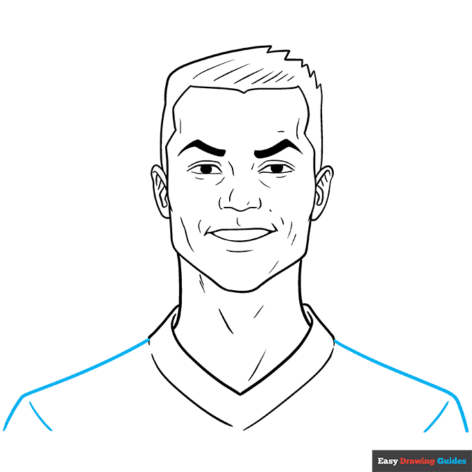 Cristiano Ronaldo step-by-step drawing tutorial: step 9