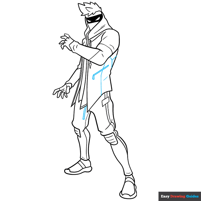 Ninja from Fortnite step-by-step drawing tutorial: step 9