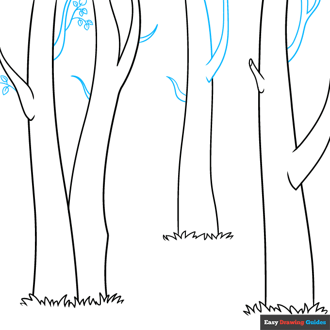 Birch Trees step-by-step drawing tutorial: step 3