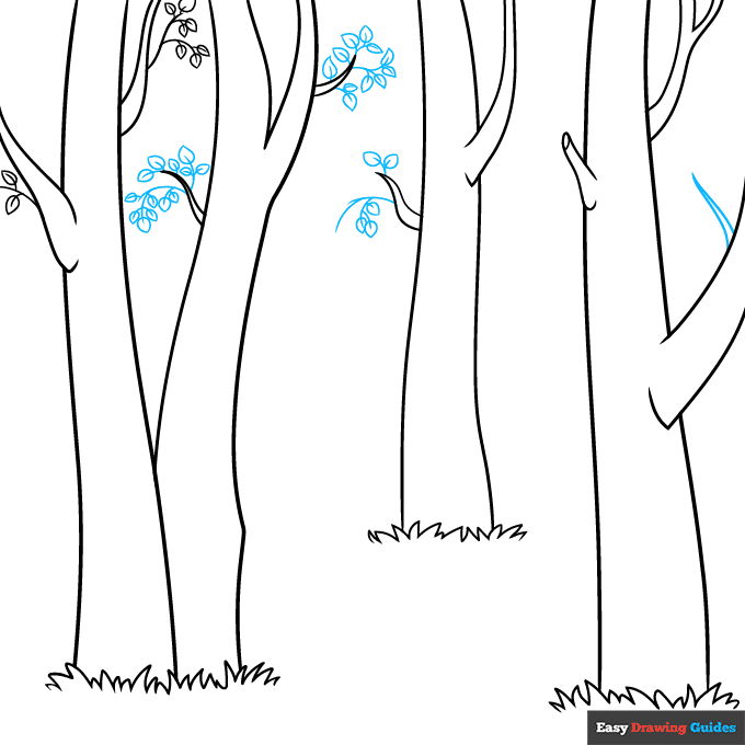 Birch Trees step-by-step drawing tutorial: step 4