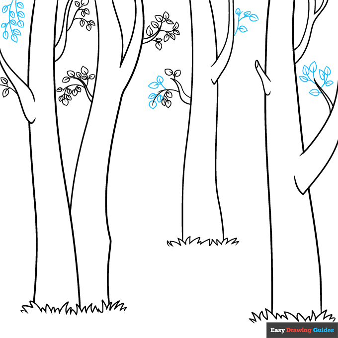 Birch Trees step-by-step drawing tutorial: step 5