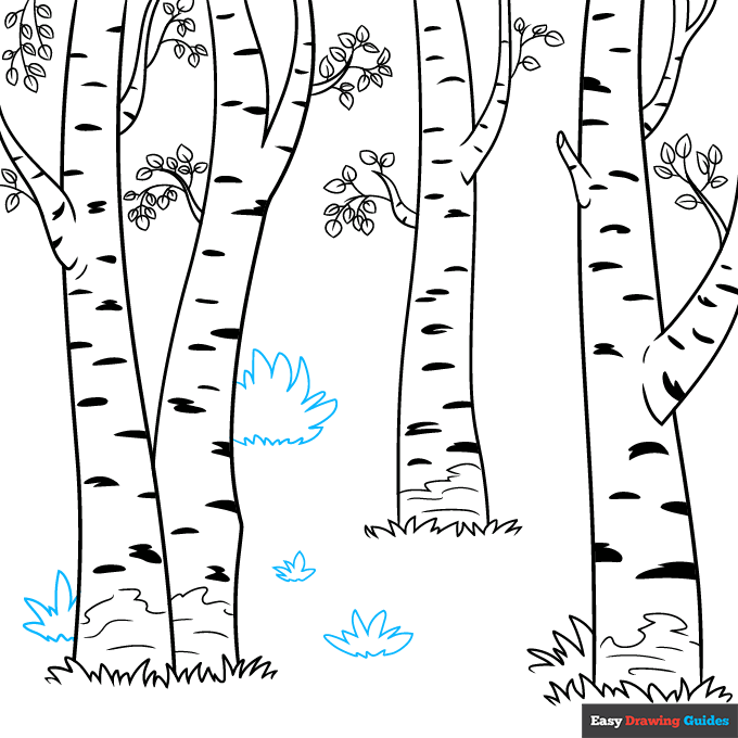 Birch Trees step-by-step drawing tutorial: step 8