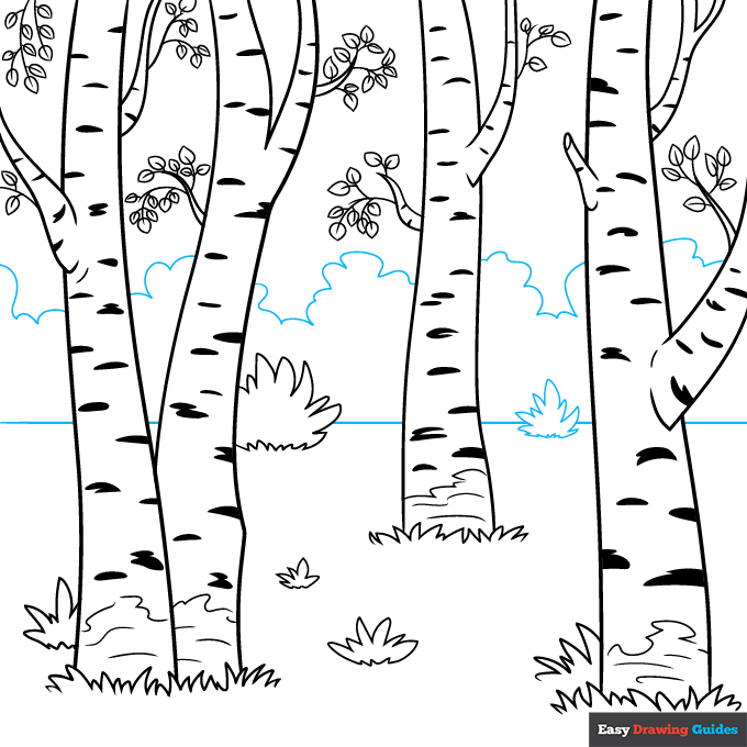 Birch Trees step-by-step drawing tutorial: step 9