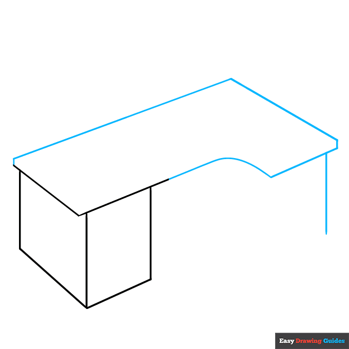 Desk step-by-step drawing tutorial: step 2