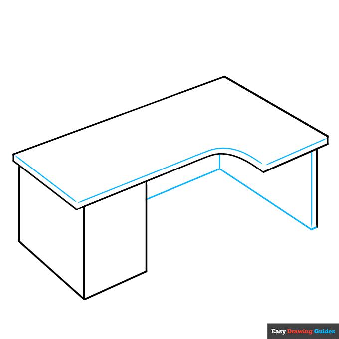 Desk step-by-step drawing tutorial: step 3