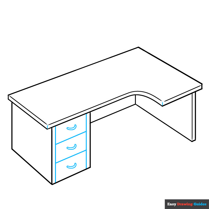 Desk step-by-step drawing tutorial: step 4