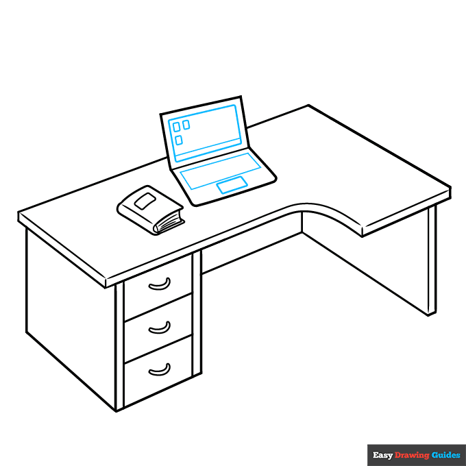 Desk step-by-step drawing tutorial: step 7