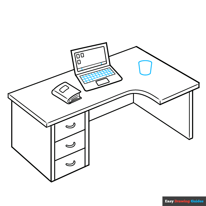 Desk step-by-step drawing tutorial: step 8
