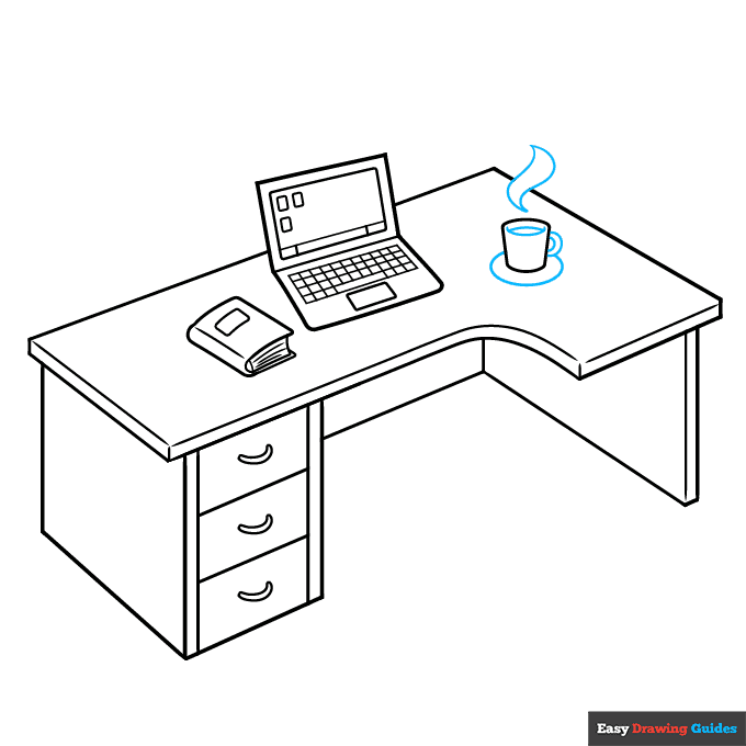 Desk step-by-step drawing tutorial: step 9