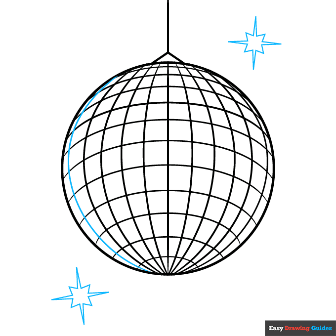 Disco Ball step-by-step drawing tutorial: step 7