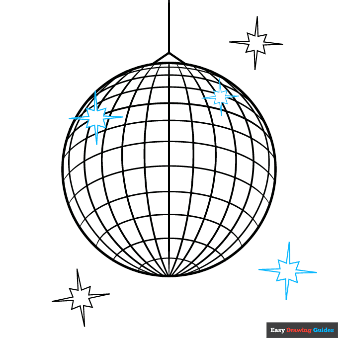 Disco Ball step-by-step drawing tutorial: step 8