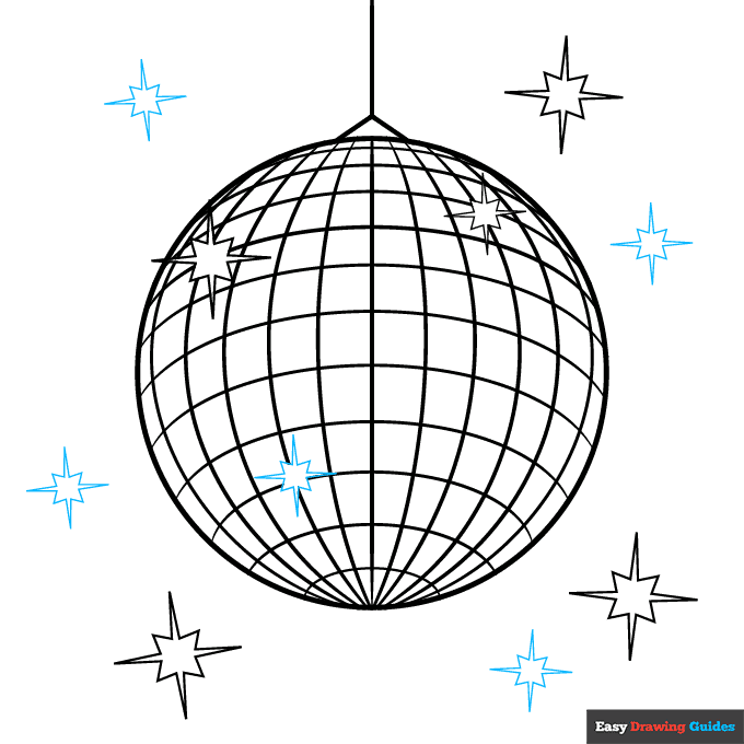 Disco Ball step-by-step drawing tutorial: step 9