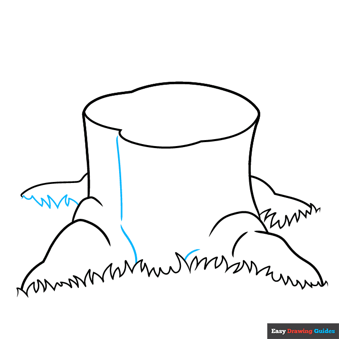 Easy Tree Stump step-by-step drawing tutorial: step 6