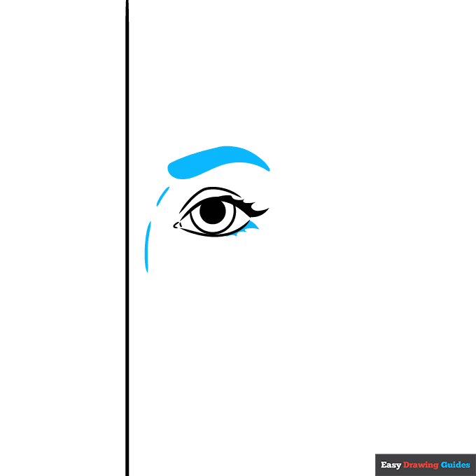 Half Face step-by-step drawing tutorial: step 3