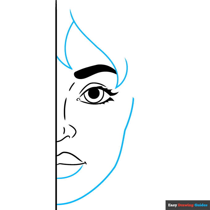 Half Face step-by-step drawing tutorial: step 5