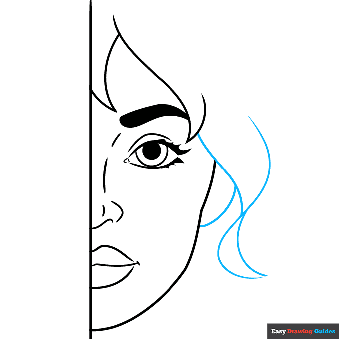 Half Face step-by-step drawing tutorial: step 6