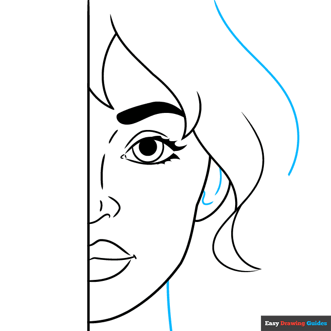 Half Face step-by-step drawing tutorial: step 7